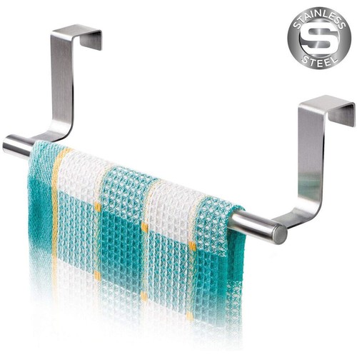 Over Door Tea Towel Holder Rack Bathroom Rail Cupboard Hanger Kitchen Bar Hook - Picture 2 of 14
