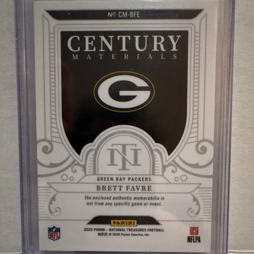 Packer Material Panini National Treasures 2025 Brett Favre Packers Century Materials CM ...