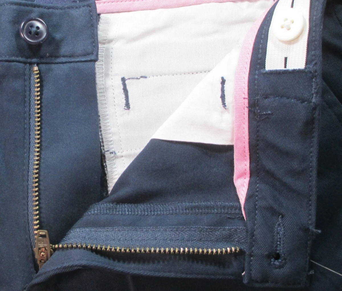 Pantalones chinos LANDS END azul marino escuela ajuste perfecto frente liso niñas 14 entrepiernas 28"