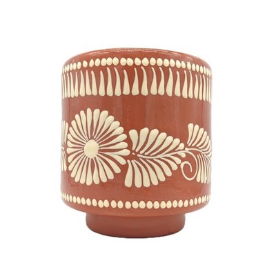 Mexican Engobe Clay Pottery Planter Rustic Natural Flower Pot Talavera Ceramic