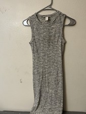 Forever 21 100% Cotton Knit Sleeveless T Shirt Dress Mock Neck Small Gray