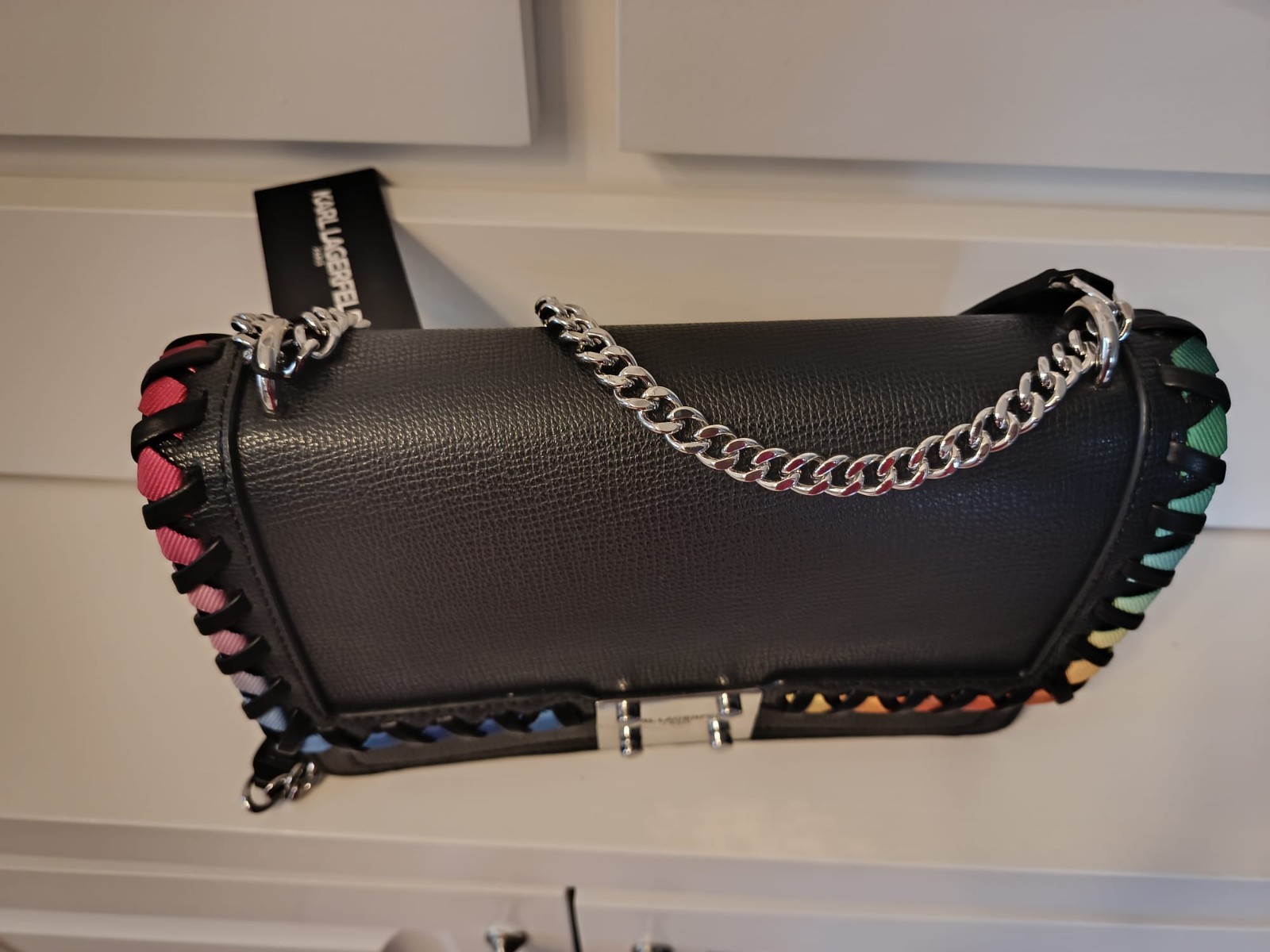 BNIB KARL LAGERFELD PARIS WEAVE TOTE BAG BLACK/MULTI  RRP: £250 image 6
