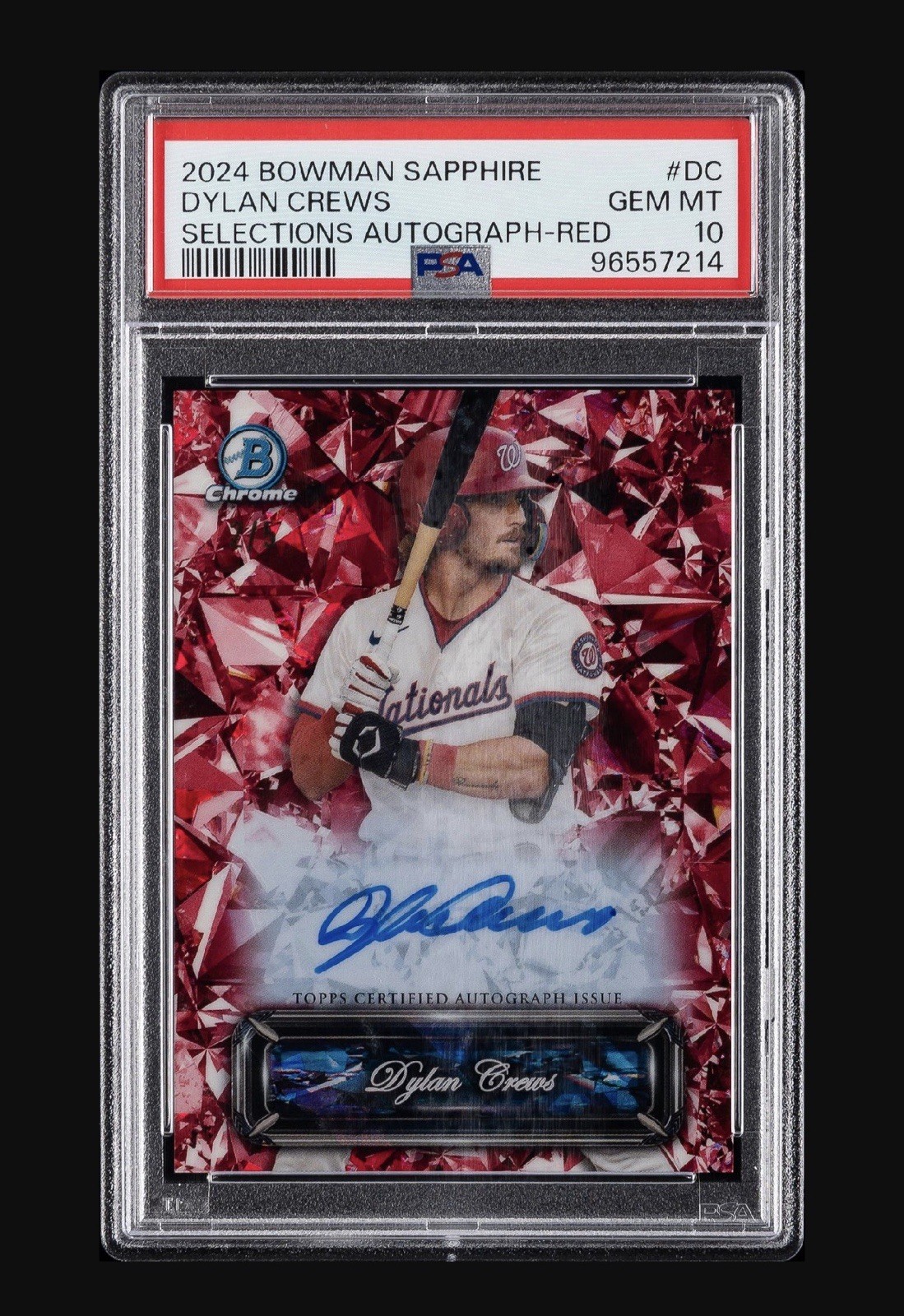 2024 Bowman Sapphire - Dylan Crews -Sapphire Selections Auto- Red #/5  - PSA 10
