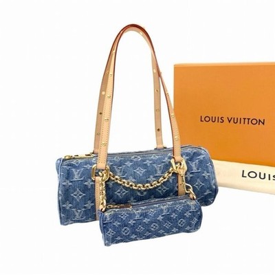 LOUIS VUITTON Papillon MM Monogram Denim Bag Blue M46830