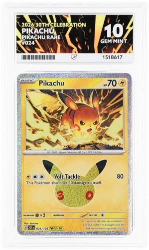 Pokemon Card Pikachu 024/128 ACE 10 02/30 30th Celebration Gem Mint