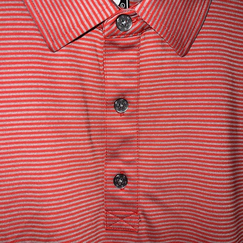 MEN’S FOOTJOY POLYESTER BLEND STRETCH LOGO GOLF POLO SHIRT GRAY RED LARGE NEW - Picture 3 of 10
