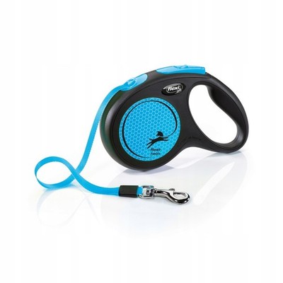 Flexi Neon Hundeleine ausziehbar 5m bis 25kg Band Blau Größe M