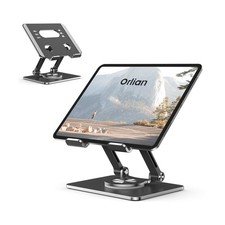 Tablet Stand Holder with Thickened 360 Rotating Base Dual Rod Adjustable Al