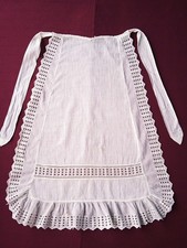 Antique white Victorian maid's apron in Edwardian style, made of cotton  lace