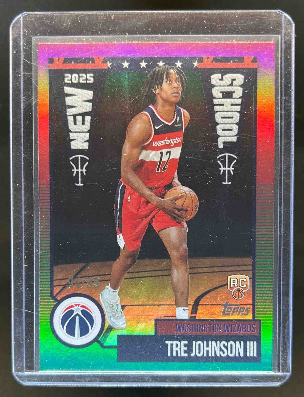 2025-26 Topps Tre Johnson III New School RC Green Rainbow Rookie #94/99 Wizards