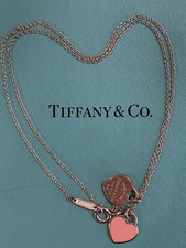 Return to Tiffany  Co Double Mini Heart Silver 16  Necklace