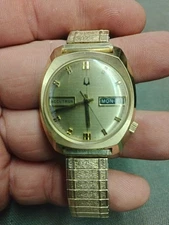 Vintage Original Bulova Accutron Day/date Gold Tone Wrist Watch Runs