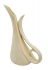 VTG Cream Glaze Decor Ceramic Abstract Flower Vase Or Wine Decanter Small Chip