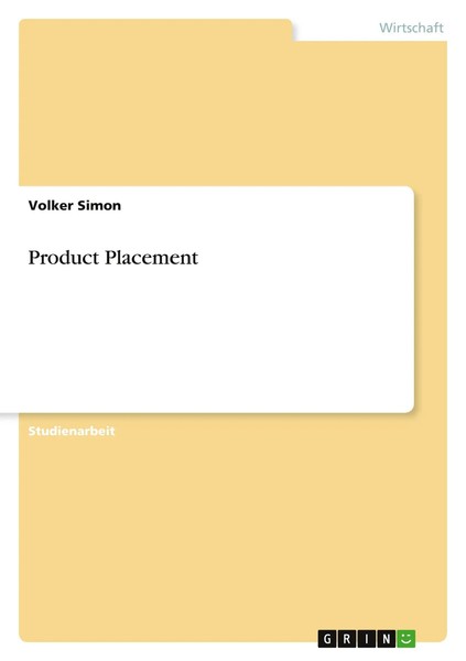 Volker Simon | Product Placement | Taschenbuch | Deutsch (2007) | 28 S.-image