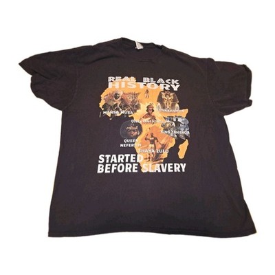 Vintage Black History Shirt Mens XL REAL BLACK HISTORY Africa Nefertiti Tut Musa
