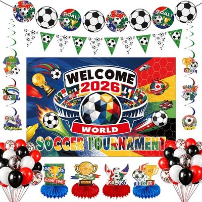 World Soccer Cup 2026 Party Decoration,2026 World Party Supplies for Soccer F...