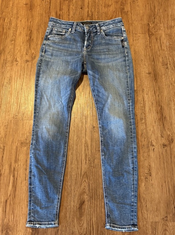 Silver Jeans Blue Med Wash Avery Straight Leg Denim Jeans Women's Size 27 X 29