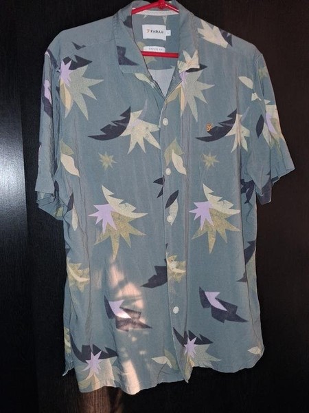 Men Farah Shirt Khaki Viscose L