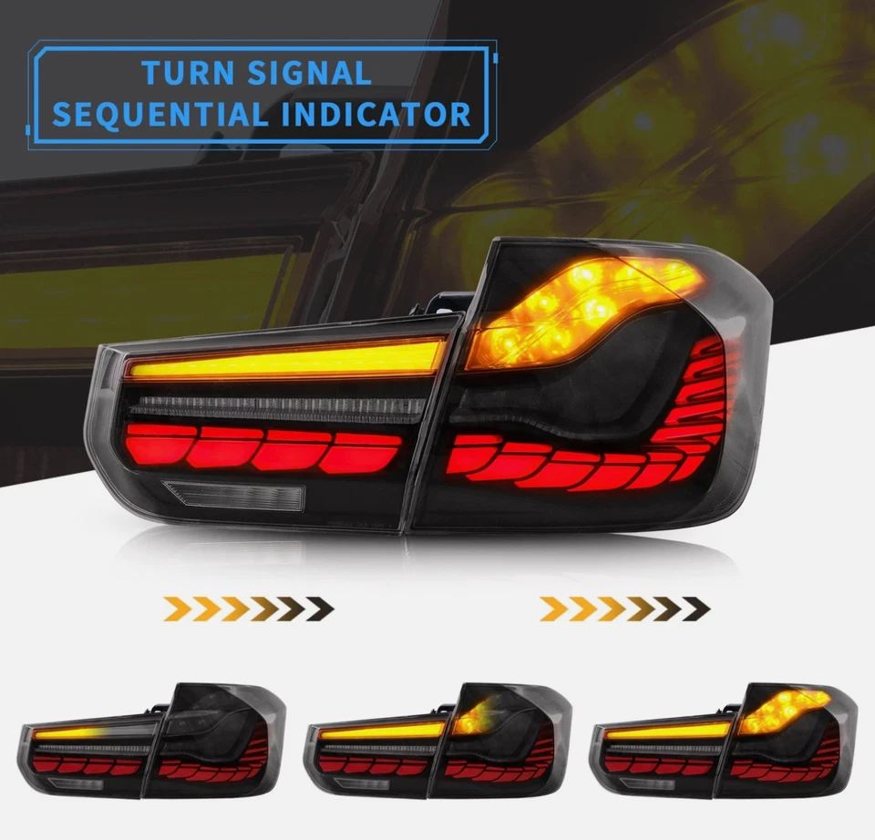 VLAND GTS LED Rear Tail Lights w/Sequential For 2012-18 BMW 3 Series F30 F35 F80 - Image 4 of 4