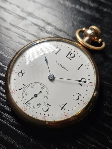 1910's Waltham 10K Yellow Gold Plate Manual Wind Antique Pocket Watch Untested