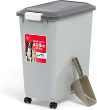 Dog Food Storage Container W/ Wheels Airtight Lid 2-Cup Scoop Up to 40 Pounds