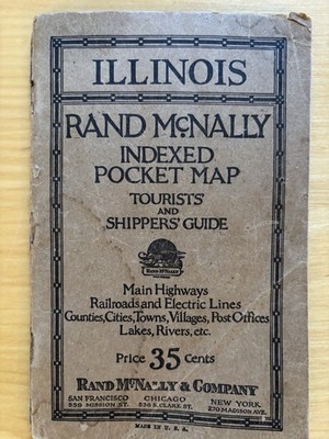 Rand McNally Indexed Pocket Tourists And Shippers Guide For Illinois 1920