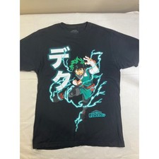 My Hero Academia Deku Izuku Midoriya Graphic T-Shirt Black Mens Medium M 38/40