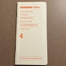 Norfolk Southern Railway Employee Timetable #4 Tennessee Division 1988