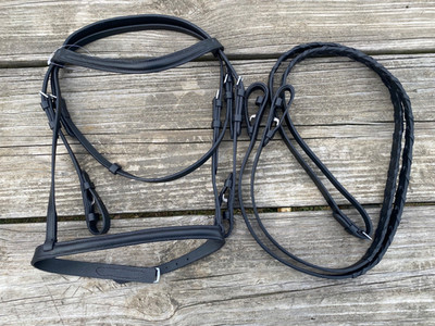 Equiroyal black raised leather PONY English bridle