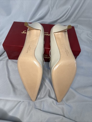 "Salvatore Ferragamo Filosofa Nuevo En Caja 3"" Tacón Color Hueso EE. UU. 11 UK 8" - Imagen 16 de 20