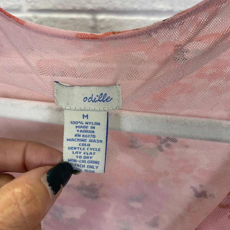 Top Odille Rosa Floral Malla Cuello en V Corbata Trasera Mujer M Coqueta Cottagecore Boho Foto 4 de 4