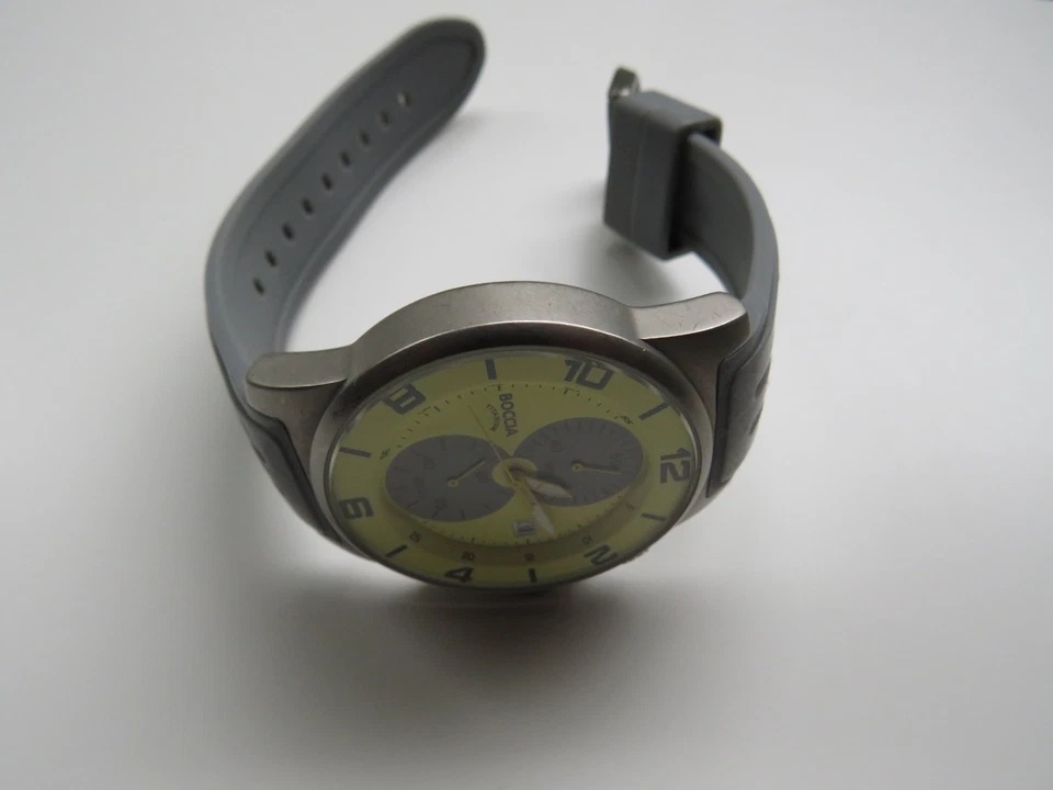 BOCCIA TITANIUM Hombre Reloj Pulsera Cuarzo Cronógrafo Funciona Amarillo Foto 2 de 4