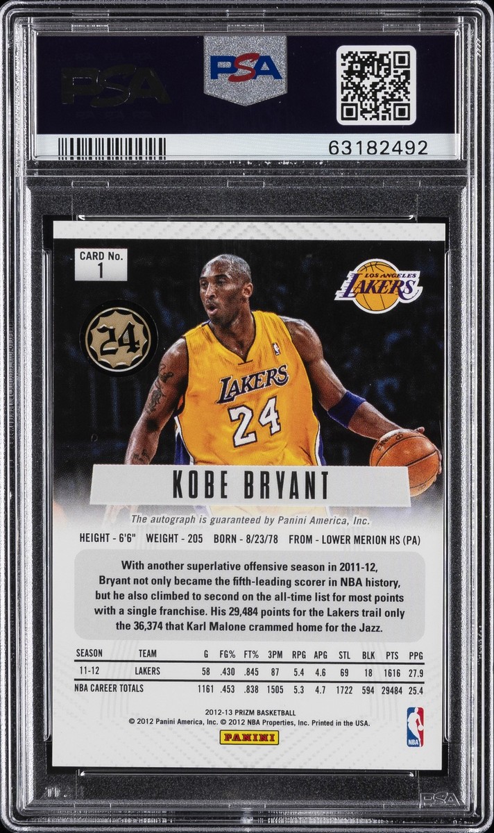 2012-13 Panini Prizm - Autographs Kobe Bryant #1 (AU) for sale