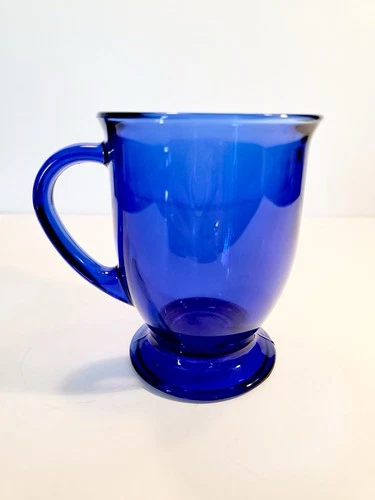 Vintage Anchor Hocking USA Cobalt Blue 5” Glass Mug 16 oz.
