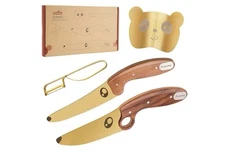 Kids Knife Set for Real Cooking with Educational Ring & Precious Rosewood Handle