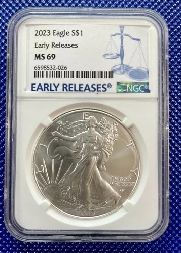 2023 ~ Silver Eagle S$1 ~ NGC MS69 ~ EARLY RELEASES ~ #6598532-026