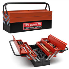 Heavy Duty 25" 560mm Metal Cantilever 5 Tray Toolbox Storage Tool Box Red New