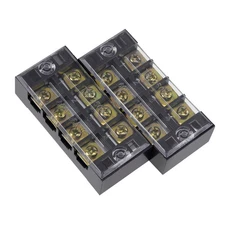 2pcs Dual Rows 4 Positions 600V 25A Wire Barrier Block Terminal Strip