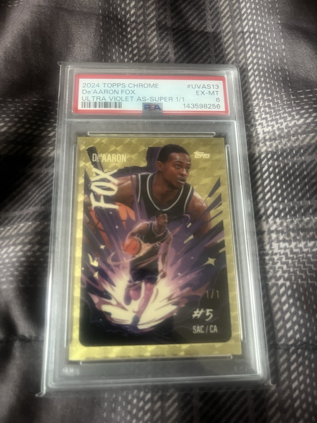 2024 Topps Chrome De’Aaron Fox Ultra Violet Superfractor 1/1 One Of One