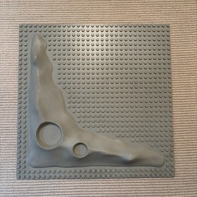2 Vintage 1980s LEGO Base Plate &ndash; Lunar Space Crater Moon Raised, Old Gray 32x32