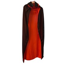 Black Red Reversible Hooded Costume Cape Drawstring Closure Halloween Vampire
