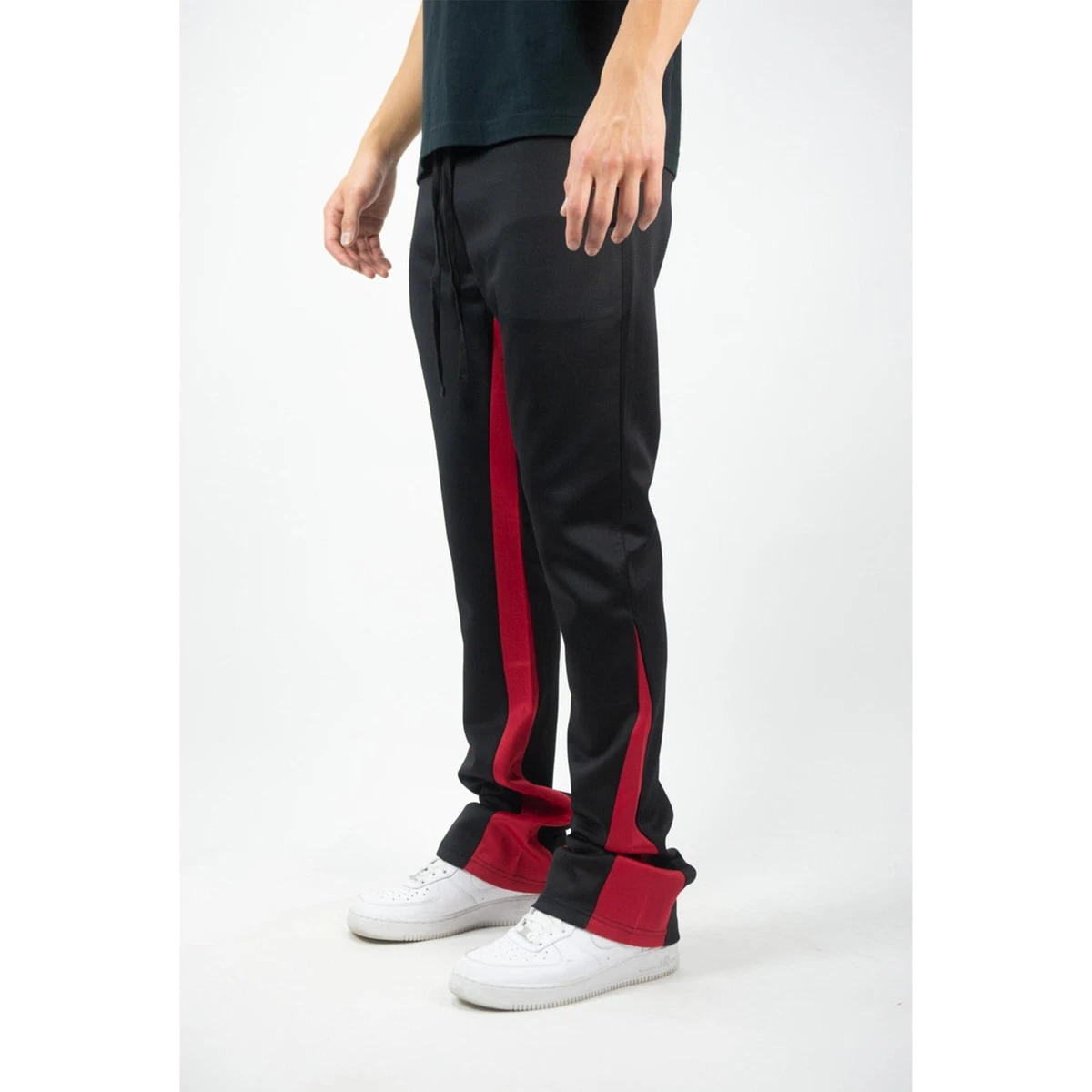 Rebel Minds Men Stacked Track Pants Black Red eBay