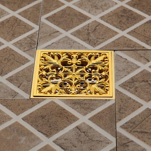 Floor Drain Tile Insert 10*10cm Antique Brass Square Bathroom Shower Waste Water - Picture 5 of 5
