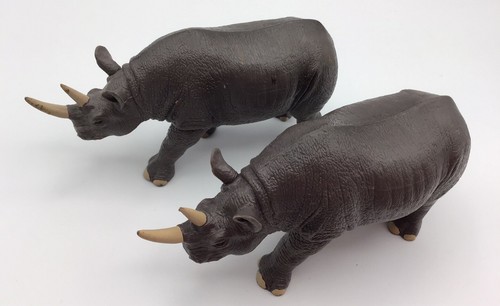 Terra By Battat - Set of 2 - Two Horned Rhinoceros - 5” - Picture 3 of 9