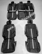 2017 -> 2022 Ford F250 F350 XLT SuperCrew Leather Seat Covers Black Gray SEMA