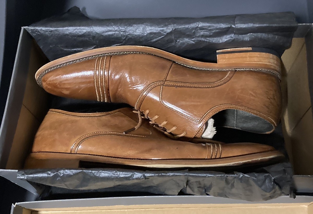 Stacy Adams Men’s Tan Lace Up Bingham Oxford Dress Shoes Size 7 Tan Stacy Adams Shoes Lace Cap Toe Oxford Shoes Brown Stacy  main image 4