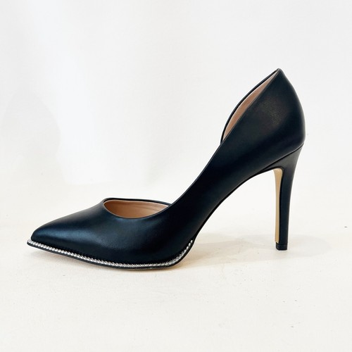 BCBGeneration Black Harnoy D'Orsay Heels Silver Chain Size 9.5 Date Night Out - Picture 2 of 8