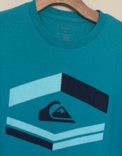 Quiksilver Mountain Wave Surf Logo Shield Men  s Aqua Blue T-shirt Size Large