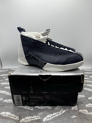 Nike Kids Air Jordan 15 OG Obsidian White Blue Navy Sz 5.5Y 134090-411 Sneakers