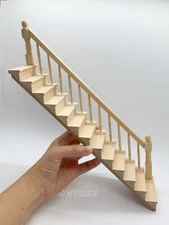 1/12 Dollhouse Right Miniature Staircase Straight Handrail Stair Step Furniture